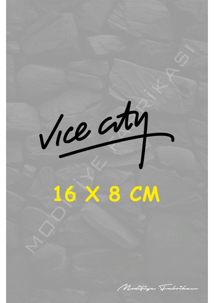 Vice City Sticker Folyo - Siyah - 16 x 8 cm