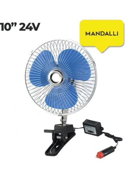 Sentinel Oto Vantilatör 24V 10 Inch Mandallı Çakmak Girişli