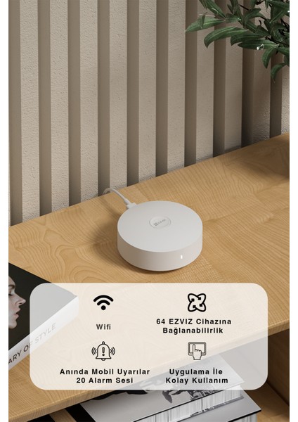 Ezvız A3 Akıllı Alarm ve Sensör Kontrol Merkezi – Zigbee Hub, Kablosuz Bağlantı, Mobil Uygulama Desteği, 32 Cihaza Kadar Bağlantı | Fynix Teknoloji