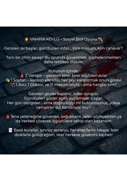 Vampir Köylü Sosyal Blöf Oyunu