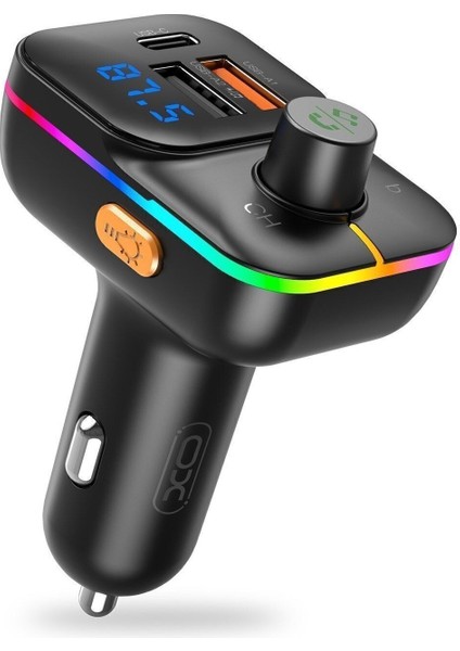 Luctch LT-460 Araç Fm Transmitter 5.3 Bluetooth Araç Kiti USB Type-C 30W Hızlı Şarj Çıkışlı Çakmaklık Girişli
