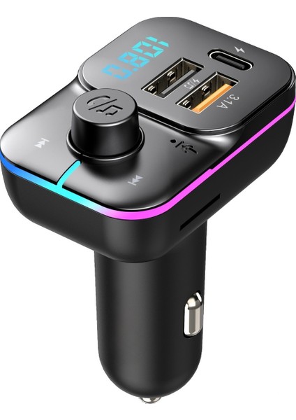 Luctch LT-460 Araç Fm Transmitter 5.3 Bluetooth Araç Kiti USB Type-C 30W Hızlı Şarj Çıkışlı Çakmaklık Girişli