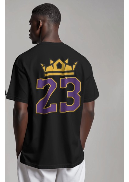 Unisex King 23 Le Bron James Sırt Baskılı Tişört, Oversize Basketbol Temalı T-Shirt modelleri