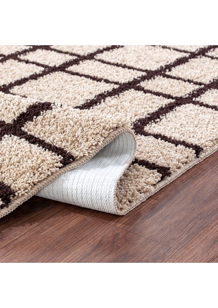 Kaymaz Taban 2 Parça Yıkanabilir Kahve-Bej Banyo Paspası Royal Shaggy fiyatları