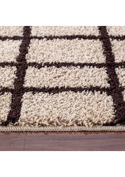 Kaymaz Taban 2 Parça Yıkanabilir Kahve-Bej Banyo Paspası Royal Shaggy modelleri