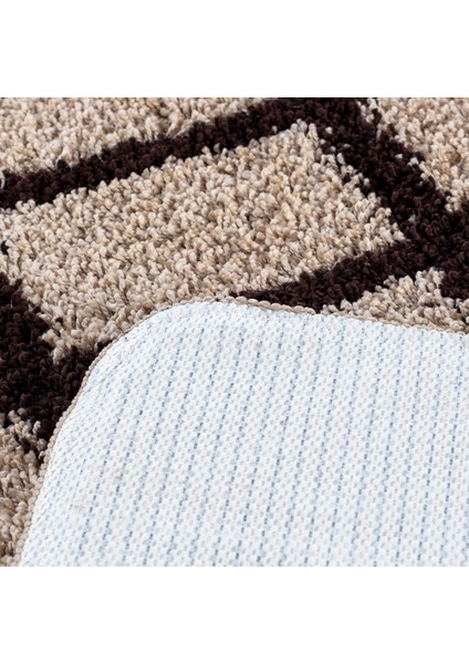 Kaymaz Taban 2 Parça Yıkanabilir Kahve-Bej Banyo Paspası Royal Shaggy fırsatları