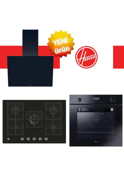 Riviera Ankastre Set A+++ ( HOT3051BI/E + HVG74K3B 75 cm Siyah Ocak + HDG6C1GBTK Siyah)
