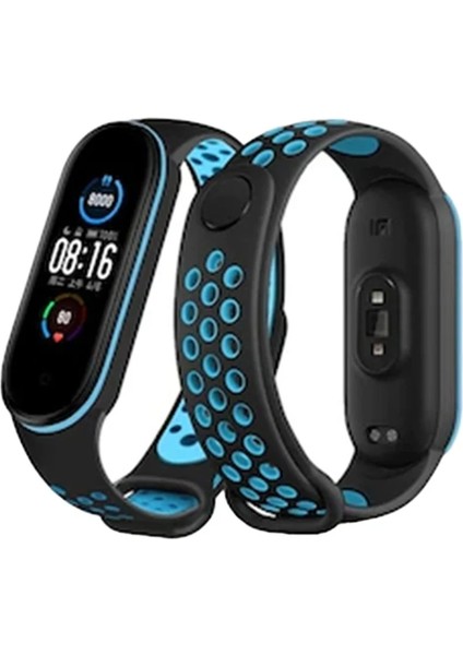 Xiaomi Mi Band 4 Spor Delikli Kordon - Siyah-Mavi Dsdrn