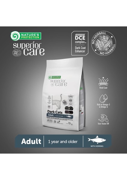 Nature's Protection Superior Care Siyah/Gri Tüylü Kediler İçin Tahılsız Ringa Balıklı Kedi Maması 1,5kg modelleri