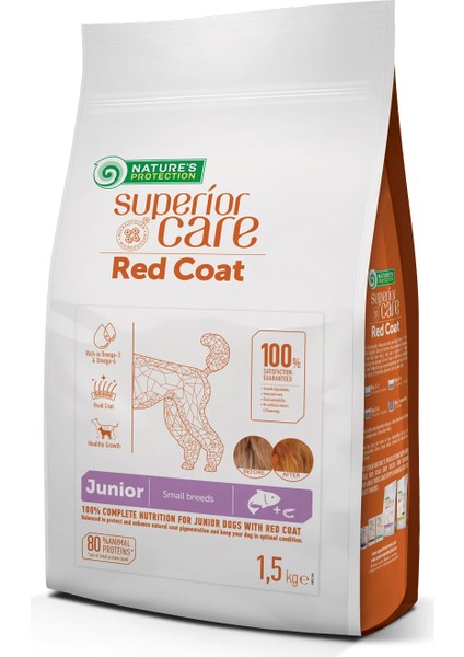 Nature's Protection Superior Care Kızıl/Kahverengi Tüylü Köpekler İçin Tahılsız Somonlu Küçük Irk Yavru Köpek Maması 1,5kg