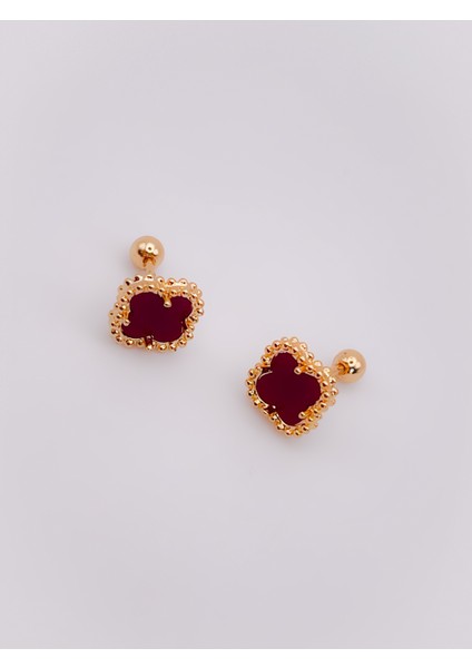 Cerrrahi Çelik Piercing ( Pirsing ) Marka Model Bordo Yonca Tragus Helix Piercing (1adet) modelleri