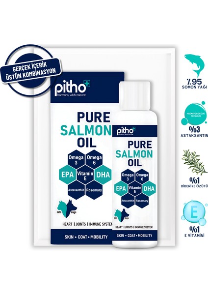 Pure Salmon Oil | %100 Saf Soğuk Sıkım Balık Yağı | Kedi ve Köpekler İçin Omega-3 Kaynağı 250 ML