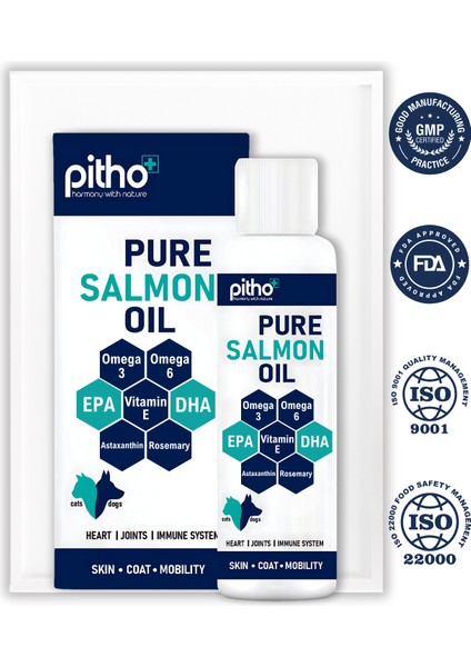 Pure Salmon Oil | %100 Saf Soğuk Sıkım Balık Yağı | Kedi ve Köpekler İçin Omega-3 Kaynağı 250 ML