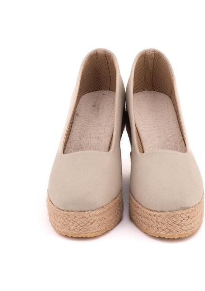 Gerçek Elişi Bej Platformlu Keten Dolgu Topuk Handmade modelleri