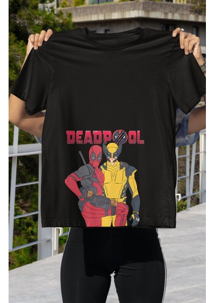 Unisex Deadpool Yazılı Tişört, Oversize Deadpool Wolverine Baskılı T-Shirt