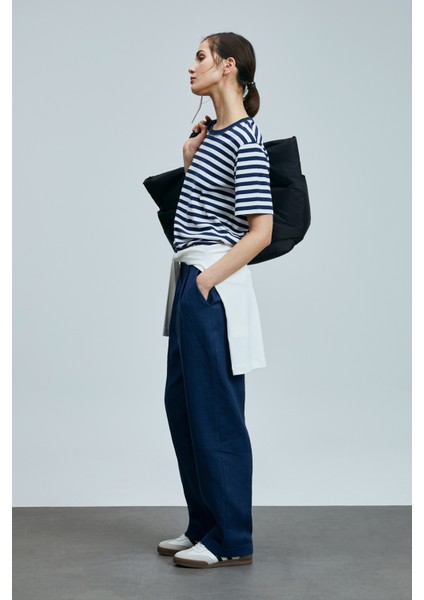 Fobos Kadın Pamuklu T- Shırt Lacivert