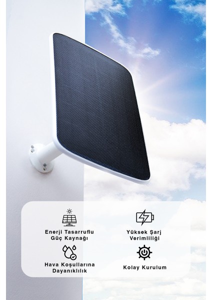 Ezvız Cs-Cmt-D Güneş Enerjili Solar Panel – Ezvız BC1C, Cb3 ve Hb8 Uyumlu, IP65 Su Geçirmez, Esnek Kurulumlu, 4 Metre Kablo Dahil | Fynix Teknoloji