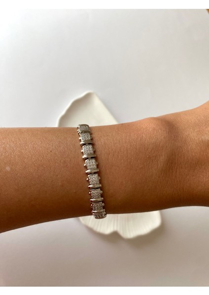 Xuping Kare Zirkon Taşlı Şerit Silver Bileklik fırsatları