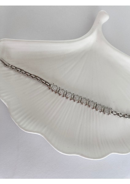 Xuping Kare Zirkon Taşlı Şerit Silver Bileklik indirimleri