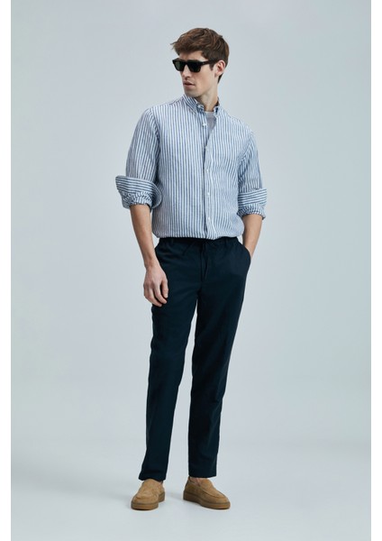 Bert Erkek Keten Pamuklu Gömlek Regular Fit Lacivert fiyatları