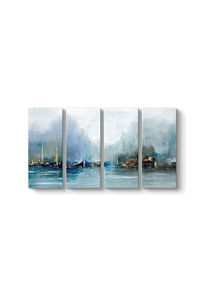 Tabloshop Soyut Yelkenliler Panorama Tablo 129 x 70-4 Parçalı
