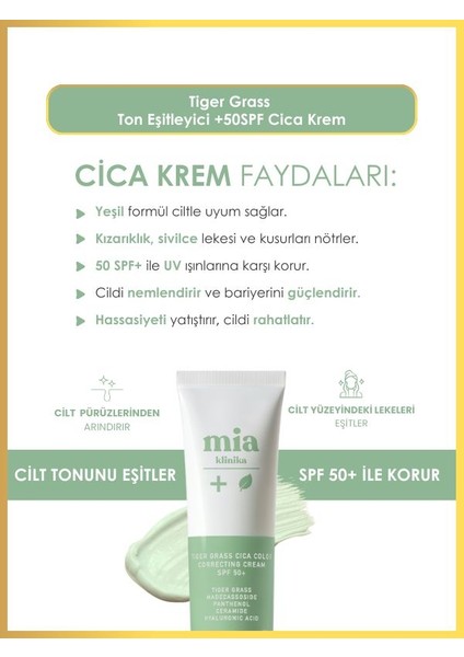 Tiger Grass Cilt Ton Eşitleyici 50 Spf Cica Krem 30 ml