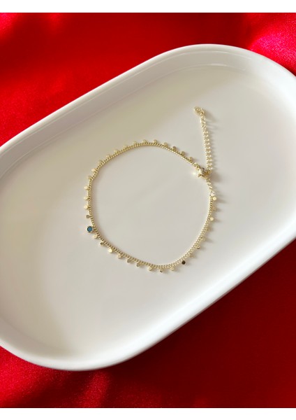 Mavi Boncuk Detay Top Zincir Çelik Halhal