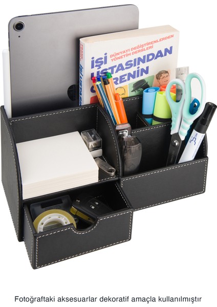 Masaüstü Organizer,Kalemlik,Kumandalık,Küp Bloknotluk,Tabletlik,Kitaplık,6 Gözlü,Çekmeceli,Siyah fiyatları