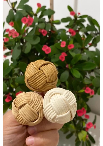 Dekoratif Dolap ve Çekmece Uyumlu Doğal Rattan El Yapımı Kulp 2 Adet modelleri