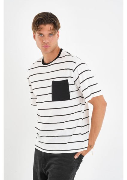 Alexandergardı Cep Detaylı Bisiklet Yaka Çizgili T-Shirt modelleri