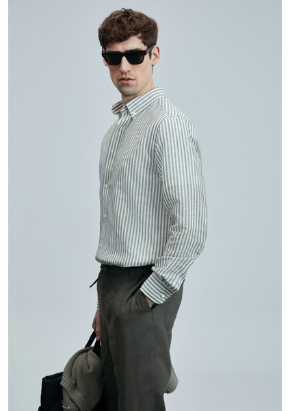 Bert Erkek Keten Pamuklu Gömlek Regular Fit Lacivert fiyatları