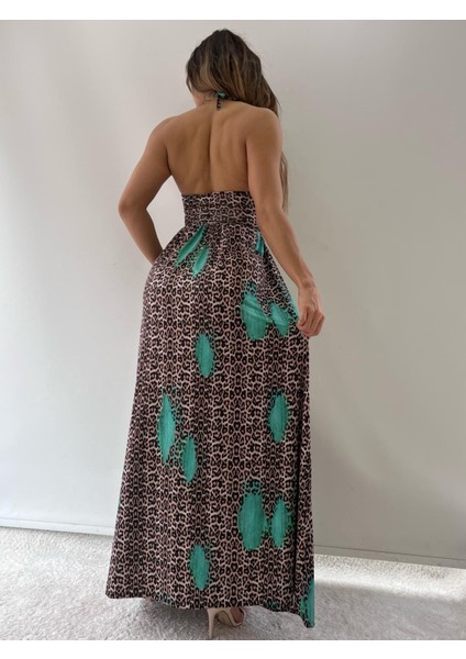 Leopar Desenli Micro Kumaş Uzun Summer Dress fırsatları
