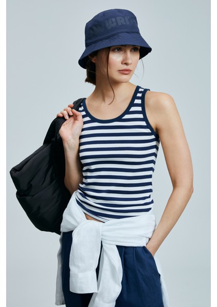 Lelan Kadın Pamuklu T- Shırt Lacivert