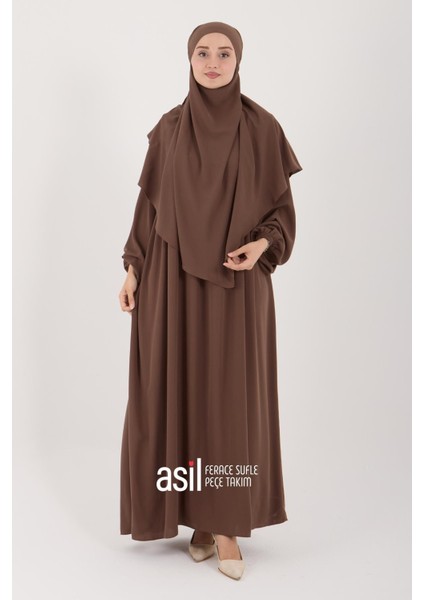 Asil Ferace Sufle Peçe Takım Camel