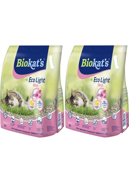 Eco Light Fresh Cherry Blossom (Kiraz Çiçeği Kokulu) Pelet Kedi Kumu 5 Lt x 2 Adet