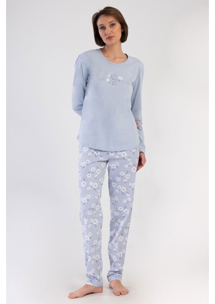 Pamuklu Kadın Uzun Kol Pijama Takım , 408469