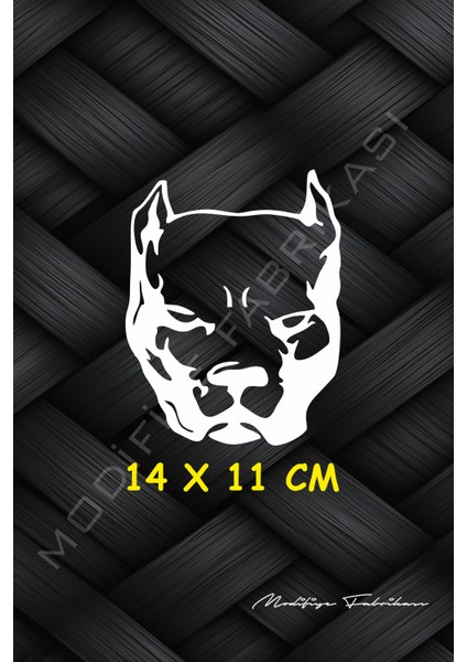 Pitbull Sticker Folyo - Beyaz - 14 x 11 cm
