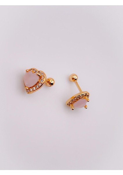 Cerrrahi Çelik Piercing ( Pirsing ) Pembe Taşlı Şık Kalpli Tragus Helix Piercing (1ADET) modelleri