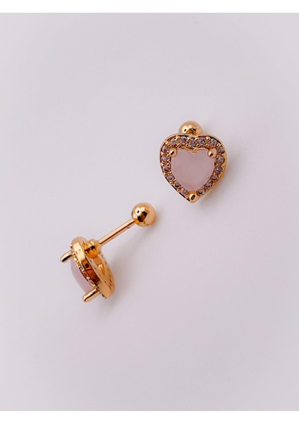 Cerrrahi Çelik Piercing ( Pirsing ) Pembe Taşlı Şık Kalpli Tragus Helix Piercing (1ADET) fırsatları
