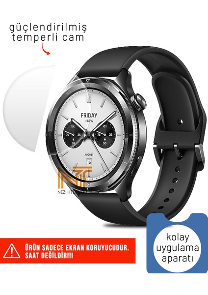 Xiaomi Watch S4 Uyumlu Kolay Uygulama Aparatlı Güçlendirilmiş Temperli Cam Ekran Koruyucu