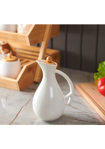 Fiona Bambu Kapaklı Porselen Yağlık 1700 ml 102044