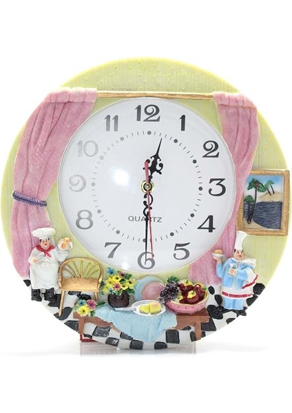 Duvara Asmalı Aşcı Tasarımlı Polyester Saat 29 cm Model 3