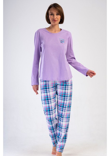 Pamuklu Kadın Uzun Kol Pijama Takım , 410024