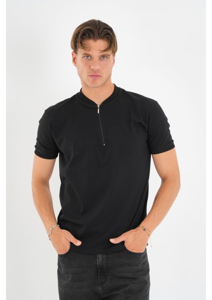 Alexandergardı Fermuarlı Yaka Detaylı Erkek T-Shirt