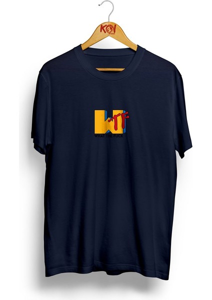 Wtf Baskılı / Erkek Lacivert Renk T-Shirt / %100 Pamuk Premium Quality / Regular Fit