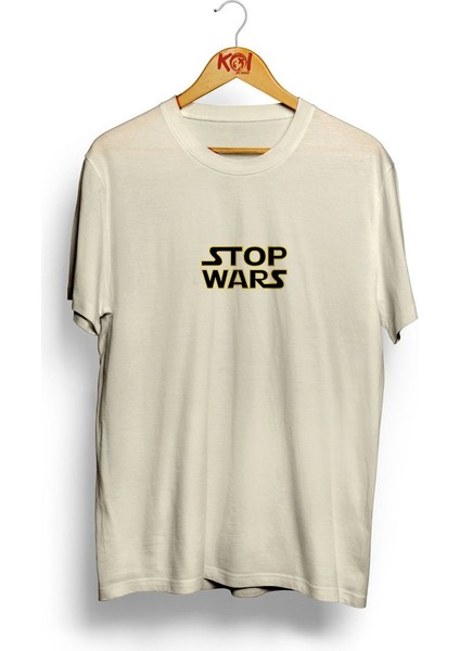 Stop Wars/ Erkek Ekru Krem Renk T-Shirt / %100 Pamuk Premium Quality / Regular Fit