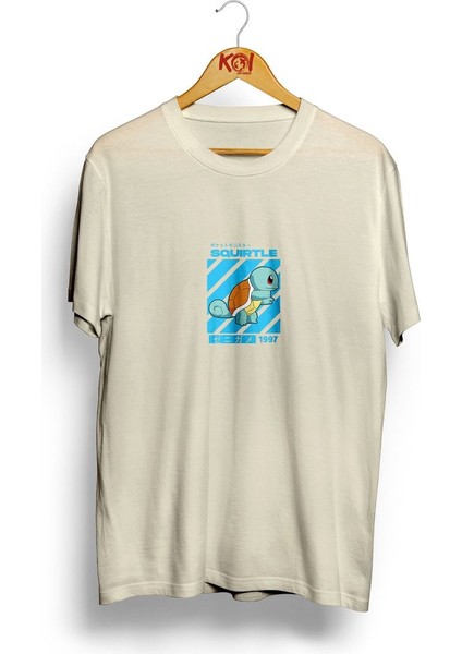 Squirtle Poke / Erkek Ekru Krem Renk T-Shirt / %100 Pamuk Premium Quality / Regular Fit