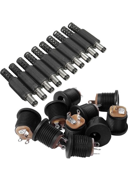 Dc Şase 2.1mm Somunlu Dişi ve Erkek Jak Fiş 10LU Takım Set modelleri