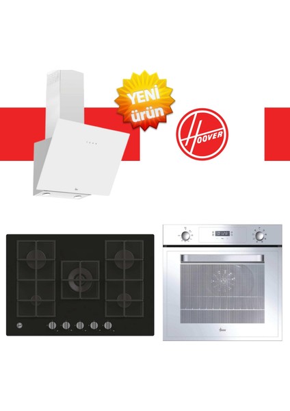 Stellina A+++ Ankastre Set ( HOT3051WI/E Beyaz + HVG74K3B 75 cm Siyah Ocak + HDG6C1GWTK )