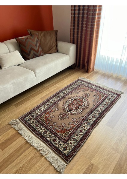 90X143 cm Antika Türk Çiçekli Halı, Kahverengi Yün Halı, 40 Yıllık El Dokuma Kilim, Boho Stili Harika Halı fiyatları